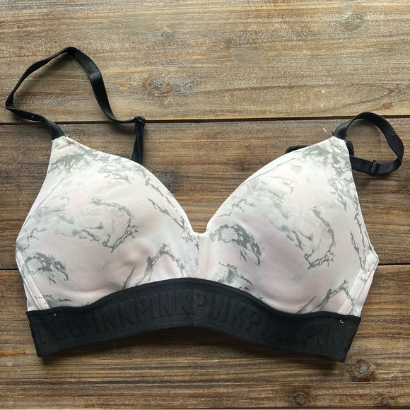 Victoria's Secret Pink Marble Print Wear Everywhere Lightly Lined Bra Size 32B - Picture 1 of 5